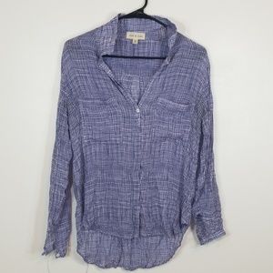 Cloth &Stone Plaid Split Hem Button Down Shirt